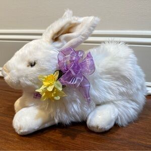 Plush White Bunny with Purple Bow